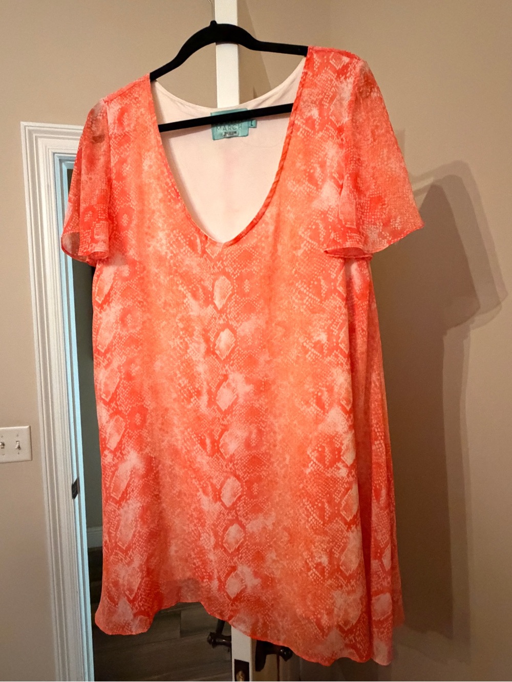 Coral Snake Print V-Neck Dress
